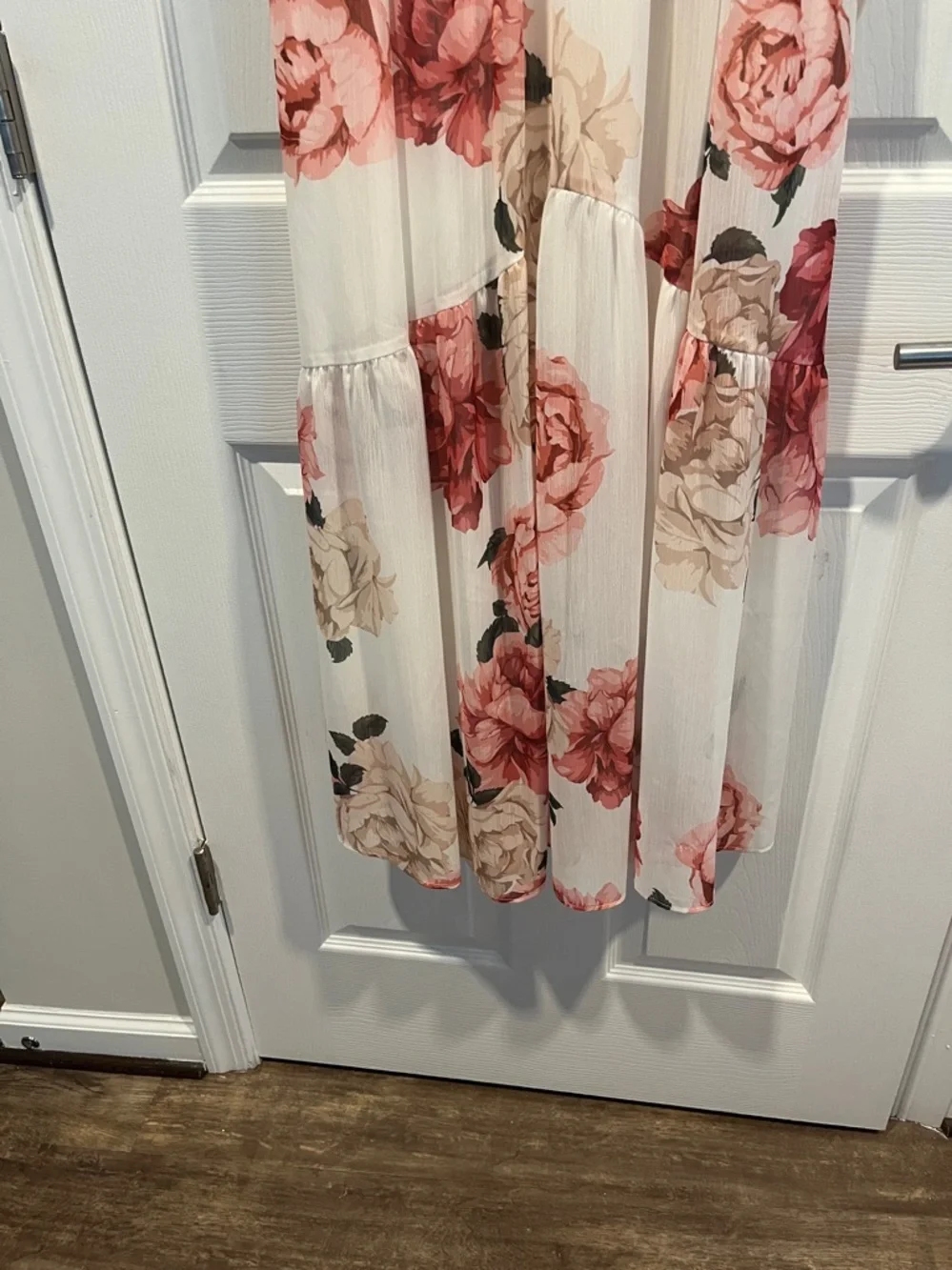 Premier Amour Floral Maxi Dress in Ivory and Pink Cottagecore Feminine SZ 6‎